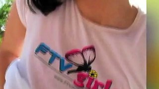 Hot brunette with big boobs gives hot blowjob