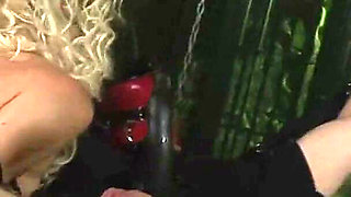 Blond mistress Ashley pamper her sex slave in dungeon