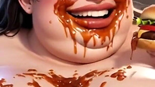 Obese Ugly Slave Covered in Food - Humiliated by Gorgeous Mistresses