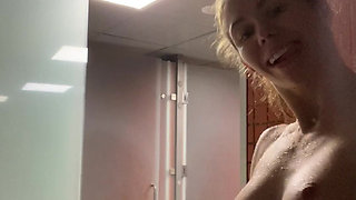 Cute girl with a amazing body takes a shower after the gym