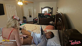 Nurse Charlie Nurses Big Black Cock to Life & Takes Pussy Full of Cum