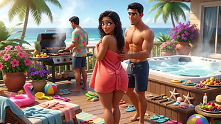 Secret Summer Heat in the Beach House Jacuzzi with My Partner's Closest Friend (ai Generated)