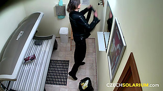Czech Solarium 73: Tanned Chick Strips Down for the Cameras