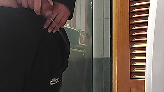 Peeing with a hard cock