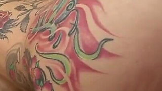 Body tattooed chick anally banged by a big black cock