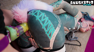 FEMDOM Catplay Lesson Dominatrix Trains Tattooed Kitty with Tail Butt Plug
