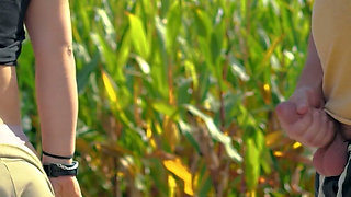 Anya’s Outdoor Secret: Stranger Cornfield Hookup & Standing Sex
