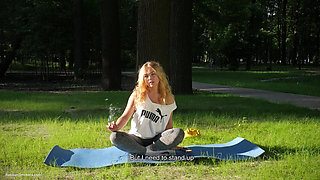 Sexy Russian Girl Smoking Cigarette Relaxed Outdoors