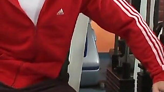 Slutty brunette teen ass pounded and pussy licked in the weight room