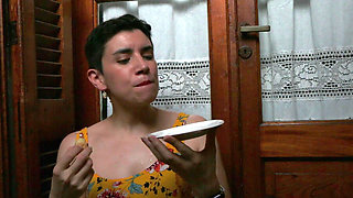 Croissant with Ham, Cheese and Cum!