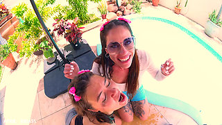 Kinky Mary Gets Wild in the Pool: Pee Play, Girl Kissing, Oral & Wet Threesome