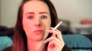 Petite Brunette Close up Smoking Tease