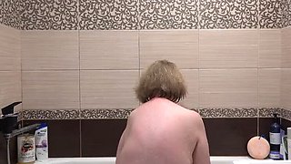 Mature Blonde Stepmom Masturbates in Shower - Big Tits MILF Solo on Hidden Bathroom Camera
