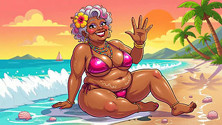 Busty Granny Huge Boobs Beach Tease - New Ai Style