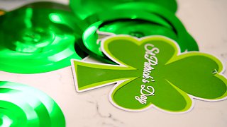 Hot blonde stepsis sucks Leprechaun Cock