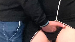 Strange Perv Fingering MILF Pussy in Public