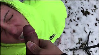 Mouthful Of Hot Creamy Cum & On Puffy Jacket