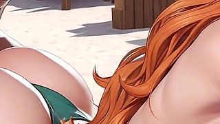 Nami’s Sweaty Bikini Body Begs for Deep Creampie - One Piece Anime Hentai