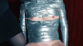 Hardcore Corporal Punishment with Upper Leg Caning and CBT While in Tape Bondage