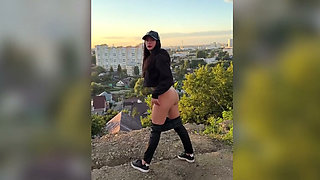 Pee and Farting From Behind Outdoor with City View