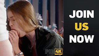 Debt4k. russian blondie is paying her debts by using her Tight Pussy and asshole in Double Penetration