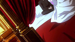 Titan dominates bride in bed after erotic anime feast