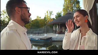 Jadilica Takes Hardcore Anal Pounding in Steamy Threesome with Lorenzo Viota and Francis X in Clinical Uniform