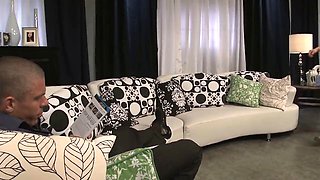 Busty Brunette MILF Krissy Lynn Takes Brutal Anal Pounding in Home Threesome with Babysitter