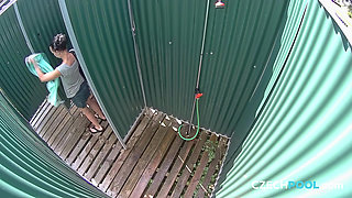 Czech Pool 56 Public Shower Fantasy with a Wet Brunette