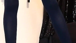 Navy Blue Opaque Hold-ups and Red Leather Pumps Ita