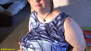 Extreme monster tit fuck with a massive dildo