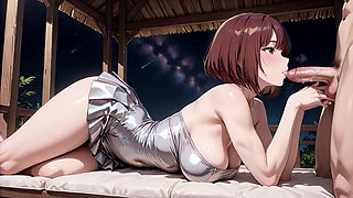 Brown Haired Big Tits Silver Bikini Gazebo Creampie Overload Ahegao Eyes Rolling