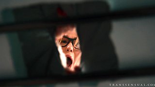 Transsensual - Nerdgirl Gets Dorm Gloryhole Dickdown 1 - Crystal Thayer