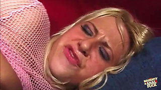 Before Getting Her Juicy Ass Pummeled the Busty Blonde Deepthroats His Huge Dick with Joy