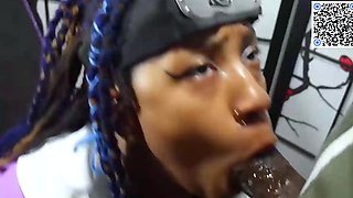 Thick honey with blue braids loves a fat dick