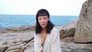 Beautiful Asian brunette wanks alone