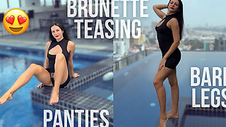 Mini Dress, Bare Legs, Roof Top Pool