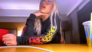 Glamour babe with big boobs masturbates in lingerie