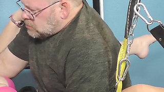 My Friend Let Us Use Her Sex Swing - I Let Her Watch & Play with My Creampie