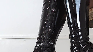 Shoeplay in Extreme High Heel Thigh High Boots and Pantyhose (shoe Collection) - Dame Olga