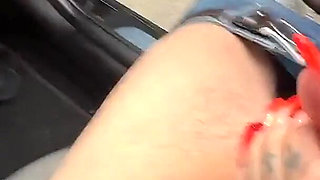 Latex Street Slut Fucks Stranger in Car!
