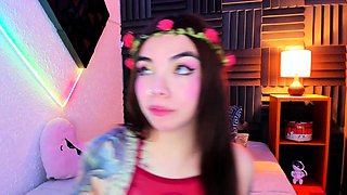 Cute Babe Plays Her Small Tits and Dildo