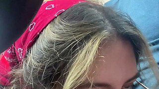 Hairy Pussy Slut Gives Me a Car Blowjob During Roadtrip! Chloe Kreams, Steve Rickz