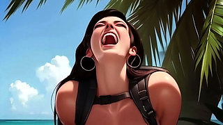 Lactating Lesbians Breastfeed on the Beach