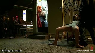 Naked slave drives chariot in public