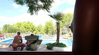Outdoor Foursome With Hot Ebony