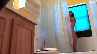 Stepdaughter 21 shaves pussy in shower (voyeur)