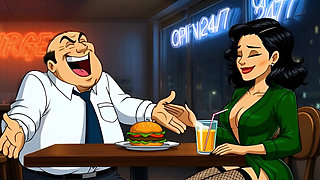 Slut Wife Fucked in Dirty Public Toilet. Cartoon