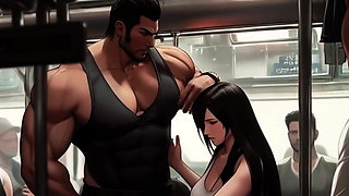 Big Titty Tifa LOVES making new friends on the train!