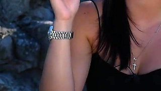 Sexy Brunette Babe Is Smoking